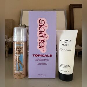 Topicals Slather, Sally Hansen Airbrush Legs, Mitchell & Peach Soufflé
